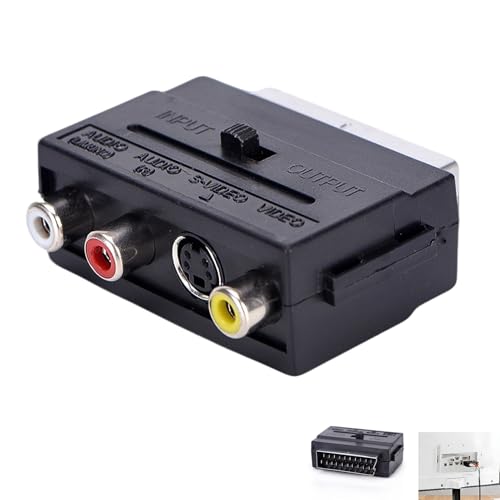 Adaptateur SCART vers 3X RCA, Adaptateur Péritel SCART vers RCA et S-Vidéo IN/OUT, Connecteur AV Analogique avec Audio Stéréo et Vidéo Composite, pour TV,...