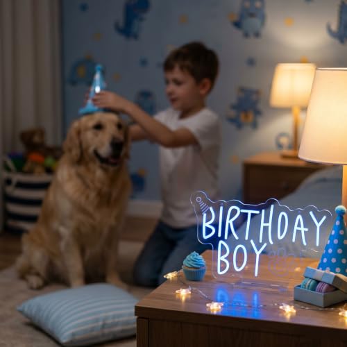 Letrero de neón de cumpleaños con soporte LED regulable USB para pared 3