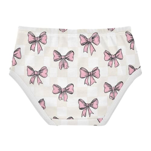 Wusikd Pink Bows White Checkered Girls' Underwear Cotton Girls Briefs Soft Toddler Underwear 2T2