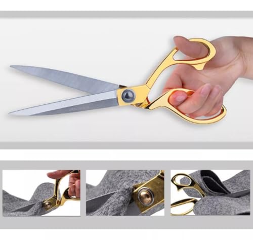 Kit 2 Tesouras de Costura Profissional para Alfaiate, Tecido Grande 24cm, Aço Inoxidável Dourado