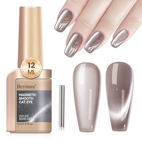 Cat Eye Gel Nail Polish 12ML, Crystal Moonlight Cateye Gel Polish With Magnetic Stick, Magnetic Glitter Holographic Nail Polish Glass Diamond Cats Eye Velvet Gray 1PC