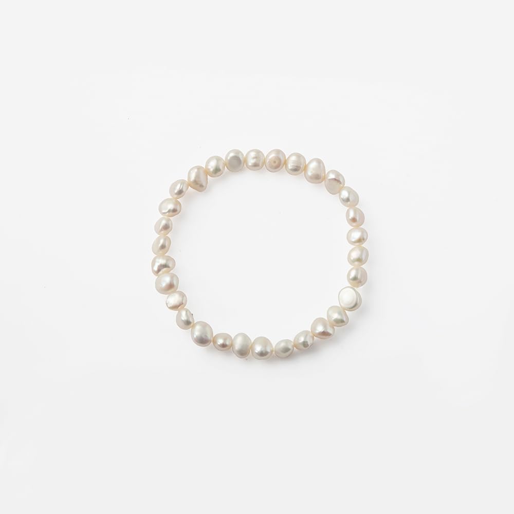 TreasureBay - Elegante set di collana di perle d'acqua dolce naturali bianche