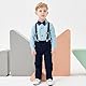 Volunboy Baby Jungen Anzug Set Bekleidung Hemd mit Fliege + Hosenträger Hosen Strampler Anzug(5-6 Jahre,Reines Grün,Größe 130)