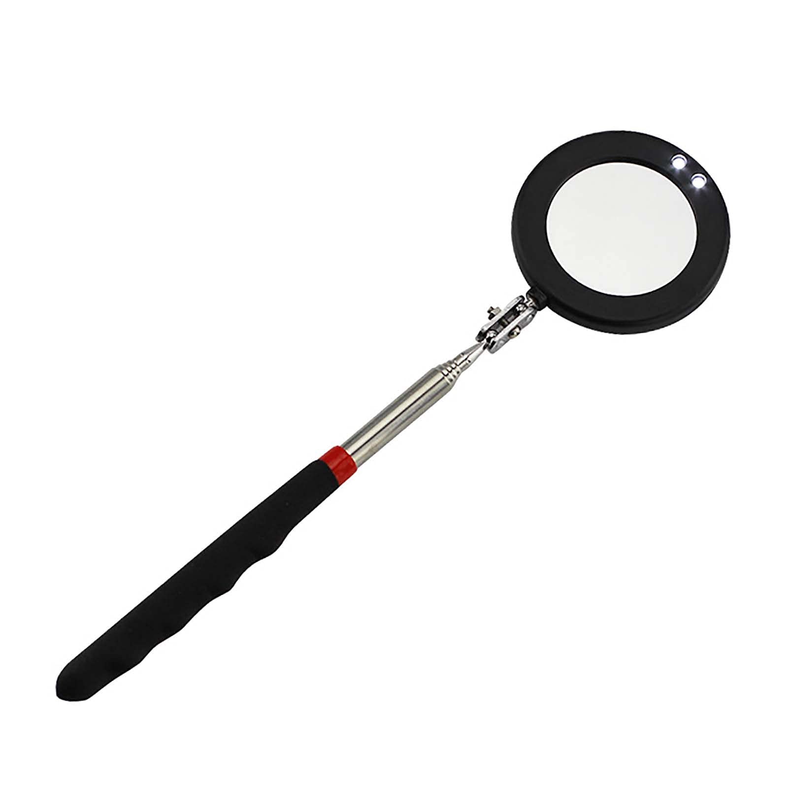 Espejo de inspección para Debajo del vehículo, Espejo de inspección telescópico con luz LED, Giro de 360°, visión Adicional, Herramientas universales, Longitud telescópica de 210 a 800 mm.