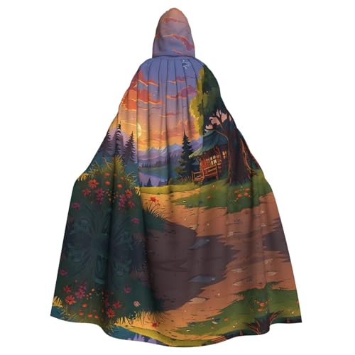 WZYCWB Capa con capucha con estampado de atardecer, para Halloween, fiesta rave y reunión familiar