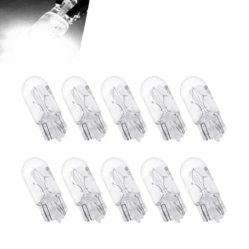 Bawkars 10 PCS Car Brake Lights, T10 168 192 12V 5W Tail Light Bulb, High-Temperature Resistant Turn Signal Light Replacements, Universal Automotive Light Bulbs for Truck SUV Car (White)