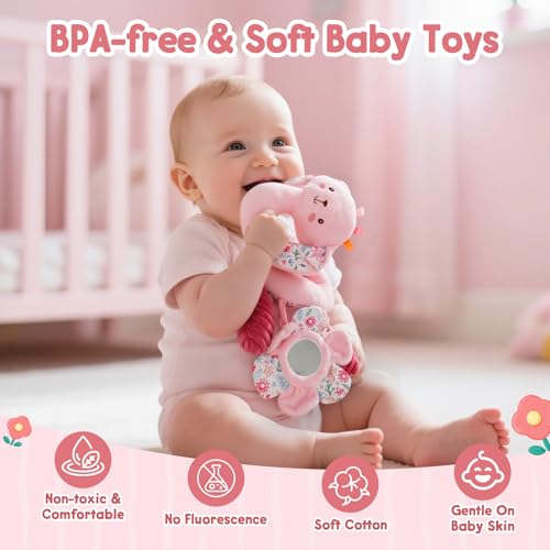 Image of TSYAN Car Seat Toys for Babies 0-6 Months Boy,Baby Spiral Hanging Plush Activity Toys Thank You Gifts for Newborn 0 3 6 9 12 Months Baby Boys Girls