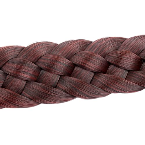 BOBIYA 5 Strand Synthetic Hair Braided Headband Classic Chunky Wide Plaited Braids Elastic Stretch Hairpiece for Women Girl (Plum Burg) - Image 3