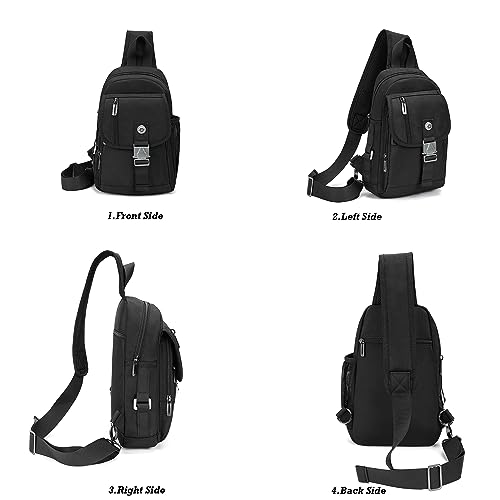 NICGID Sling Bags, Chest Shoulder Backpack Crossbody Bag One Strap Daypacks Outdoor Travel for Men Women (Black-016)2