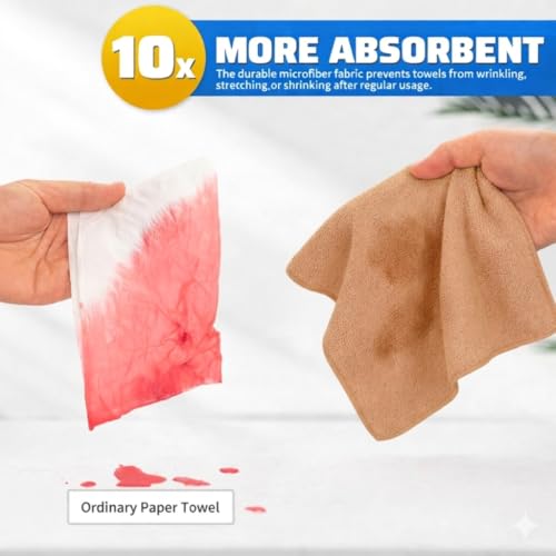 Image of Showstopper Microfiber Cleaning Cloth Roll, Reusable Tear Away Microfiber Towels,Washable, Ultra Absorbent, Rags Cleaning, Dishcloths, Cleaning Cloth for Car, Home or Kitchen. (Brown, 25cm X 25cm)