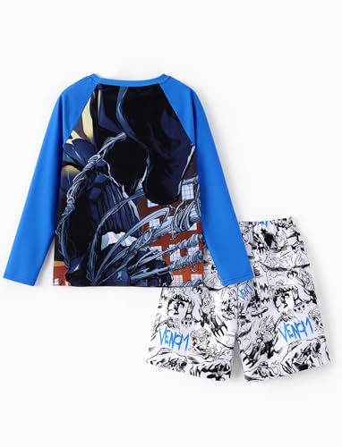 Image of Disney Marvel Spiderman Swimsuit Rash Guard Shirt & Swim Trunks Stitch Boys Swim Set UPF 50+ Summer Kids Bathing Suit 3M-13T