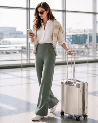 Image of Promover Wide Leg Pants for Woman Yoga Pants with Pockets Stretch