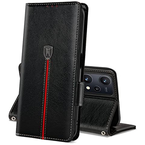 OnePlus Nord CE 2 Lite 5G/Realme 9 5G/Realme 9 Pro Case, Magnetic Leather Wallet Card Slots Phone Case, Silicone TPU Bumper Protective Flip Cover with Kickstand, Shockproof Book Case, Black Cover