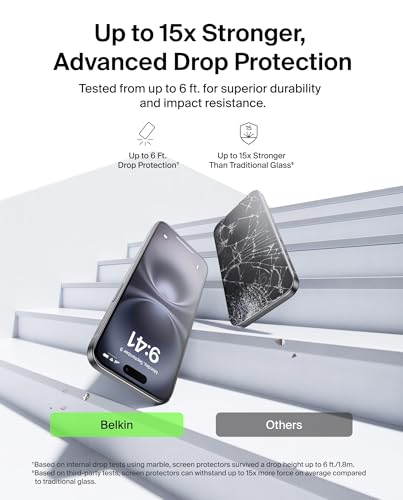 Belkin ScreenForce TemperedGlass Screen Protector for iPhone Air, Scratch-Resistant Impact Protection w/Included Easy Align Tray for Bubble Free Application, Recycled Glass - image 3