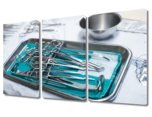 Image of TUMOVO 3 Pieces Medical Instrument Poster Home Decor Medical background Modern Artwork Medical Examination Wall Art for Living Room Stretched and Framed Ready to Hang (36 inch Wx24 H)