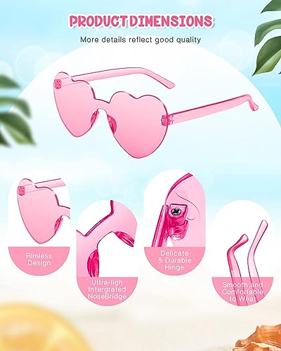 Jdhxbmw 12 Pairs Heart Shaped Sunglasses Candy Color Rimless Fun Heart Sunglasses For Women Men Party Favors #TOP2