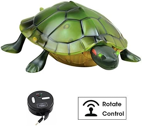 OffKits Kids Toy Remote Control Tortoise Simulation Toy Slow Turtle Action Figures Eyes Lighted Animated Animal RC Toys Halloween Christmas Party Gifts for Kids (Green)