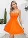 Missufe Women's Summer Spaghetti Strap Ruched Drawstring Fit and Flare Cami Dress Casual Mini Sundress (Orange, Small)