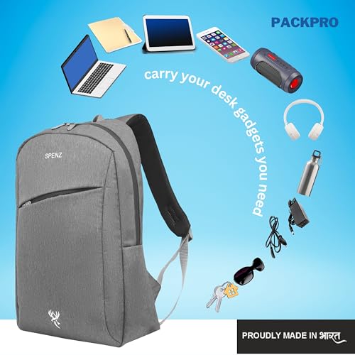 Image of SPENZ BAGS Laptop Backpack -Breathable Shoulder Straps, Mesh Side Pocket, Waterproof, Front Zipped Pocket, Padded Laptop Compartment, Backpacks