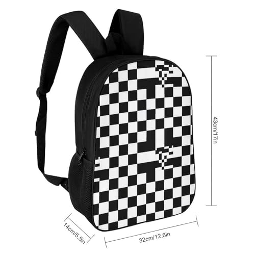 Sturdy Multipurpose Dual Shoulder Bag for Gym and Outdoor Activities, Black And White Race Checkered, Travel Hiking Daypack2