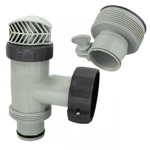 FACAIIO Válvula de émbolo de piscina y adaptador de manguera sobre el suelo, de 1.25 a 1.5 pulgadas, material ABS con junta elástica, fácil instalación