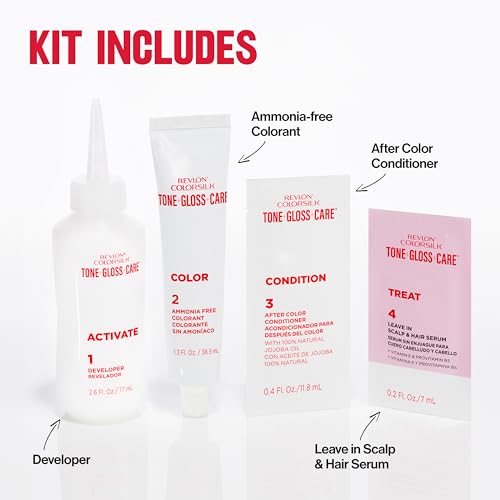 Revlon ColorSilk Tone + Gloss + Care Hair Color, Hair Dye with Leave in Scalp and Hair Serum - Image 8