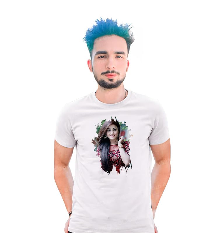 CLOTHSIGN Personalised Custom T-Shirt Any Image or Text Printed White, Half Sleeve, Round Neck, Unisex T-Shirt 07