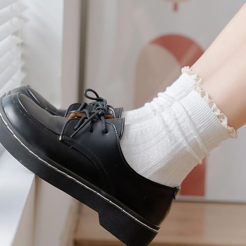 Image of Cute Frilly Ankle Socks For Women Vintage Trim Socks 6 Pairs