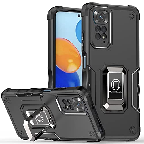 YUMIER Hülle für Xiaomi Redmi 9A,Schutzhülle Militärqualität Heavy Duty Schutz Hybrid Stoßfest Bumper Armor Armor Case Hülle mit Ring Ständer Schwarz Cover