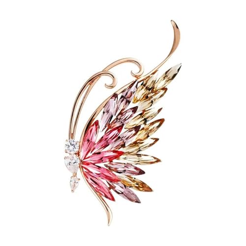 Crystal Butterfly Wing Brooch Pin, Multicolor Rhinestone Gemstones Elegant Butterfly