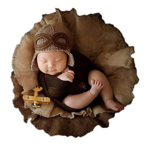 Vedory Baby Photography Props Boy Girl Blanket Stretch Wrap Swaddle for Photo Shoot Hat Blanket Outfits Newborn Photography (Figure A),0-3 Months