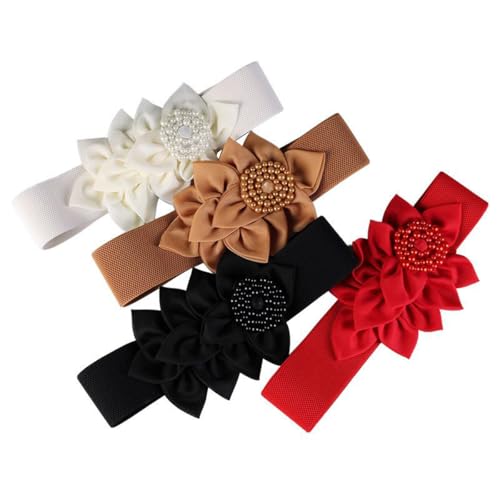 Elastic Flower Belts for Cloth Wide Stretchy Belts for Dress, Cinturones para Mujer, Green2