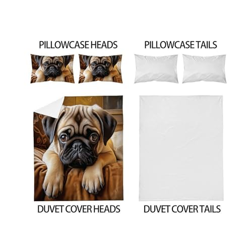 Ensemble housse de couette 3 pièces motif chien double - 4