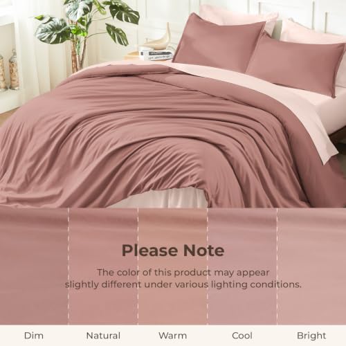 Image of Litanika Misty Pink Queen Comforter Set, 3 Pieces Lightweight Solid Bed Set | Soft Fluffy Down Alternative All Season Quilt Blanket