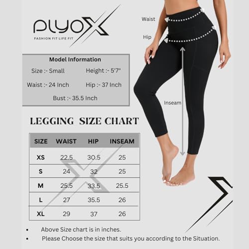 Image of High Waist Gym Leggings for Women Workout Yoga Pants with Side Pockets Skinny fit Tights Activewear