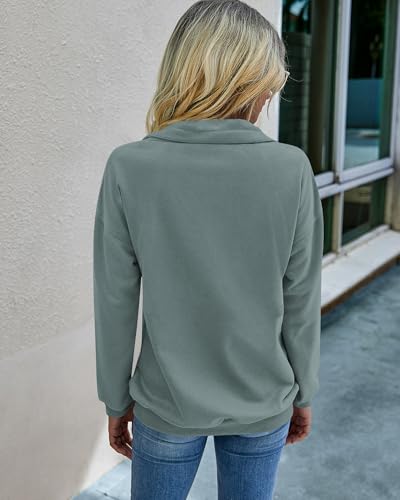 Image of PRETTYGARDEN Women's Casual Long Sleeve Zipper Sweatshirt Drawstring Loose Quarter Zip Pullover Tops with Pockets