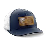 Tactical Pro Supply Trucker Hat - American Flag Hat for Men & Women | Patriotic USA Leather Patch Flag Trucker Snapback Hats Navy Blue