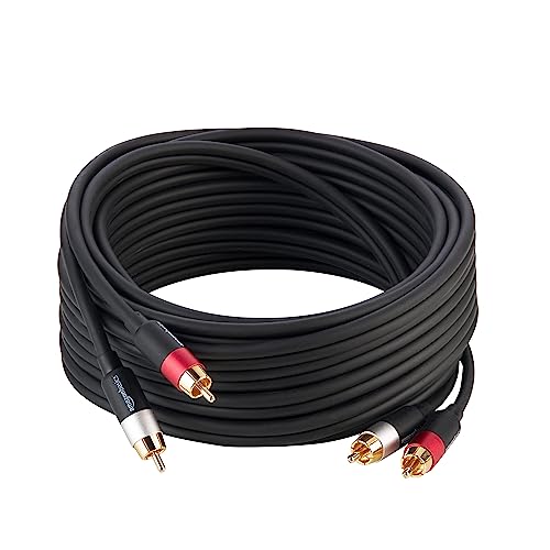 Amazon Basics Cable RCA de audio, 2 machos a 2 hembras, 7.5 m, gris oscuro
