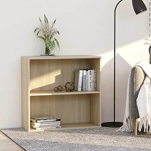 Estantería de madera con 2 compartimentos mueble de almacenamiento para oficina y salón 3
