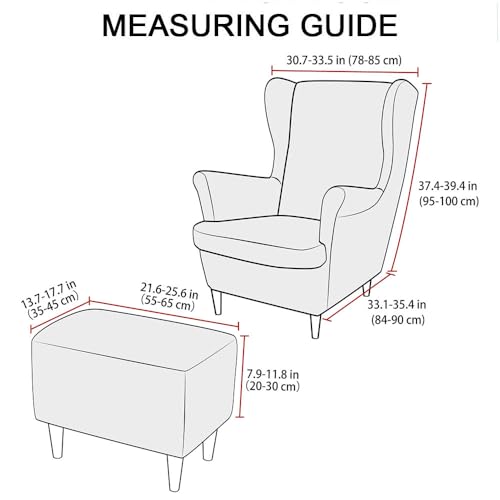 Funda elástica para sillón orejero con otomana que renueva y protege muebles de spandex 6