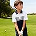 RAISEVERN Boys Polo Shirts Size 10-12 Performance Youth Collared Golf Striped Shirts Uniform White Blue