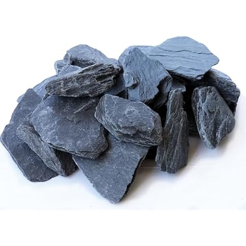 Natural Slate Stone 3 to 5 Inches - USA Sourced and Packaged for Aquascaping Aquariums, Terrariums, Paludariums, Reptiles, Wargaming, Model Railroads, Miniature Gardens, Mosaic Art (12lbs) Cover