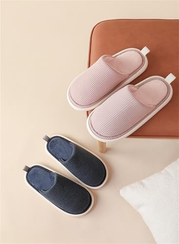 Striped anti slip flat cotton slippers Ladies and gentlemen's home slippers, warm plush cotton slippers3