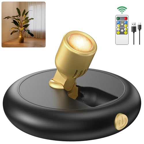 Image of Rechargeable Battery LED Spotlight Indoor: Wireless Mini Art Accent Spot Lights with Timer Remote - Small Dimmable Uplight for Plants Display Painting Dartboard Artwork Portrait Closet (1 pack-black)