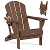 MUCHENGHY Folding Adirondack Chairs, HDPE Patio Chair, All-Weather, Brown