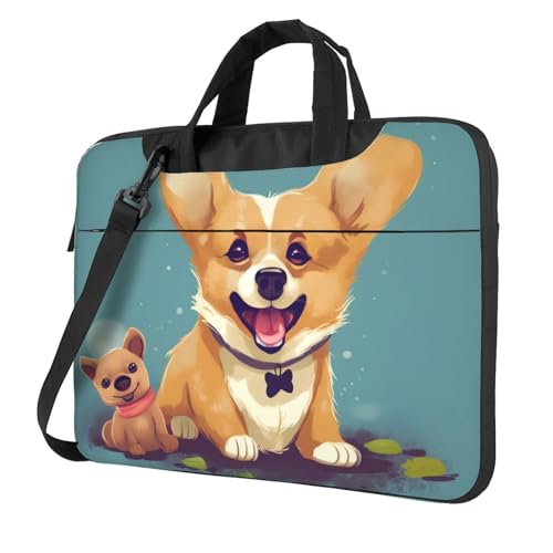 Maletín para portátil 15.6 pulgadas con diseño de Corgi miniatura 1