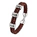 Pulsera con Nombres Personalizada. Piezas Baño Plata y Cuero Auténtico Español. Tallas a Personalizar. Colores. Pulsera Hombre con Nombres. Estuche Incluido. Modelo (Trenzado Doble Marrón)