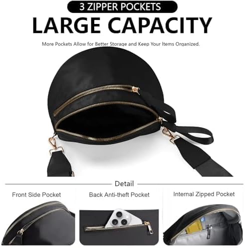 Checkered Crossbody Bum Bags for Women, Nylon Sling Bags with Shoulder Strap, Large Capacity Checkered Purse Bag - Image 6