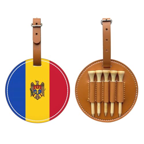 Flag of Moldova Brown Golf tee Storage Bag - Durable and wear-Resistant Golf Accessories
