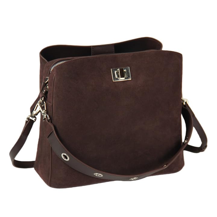Image of Genuine Leather Suede Bags for Women, Vintage Handbag Purse Suede Hobo Bag Slouchy Bag Shoulder Crossbody Bag
